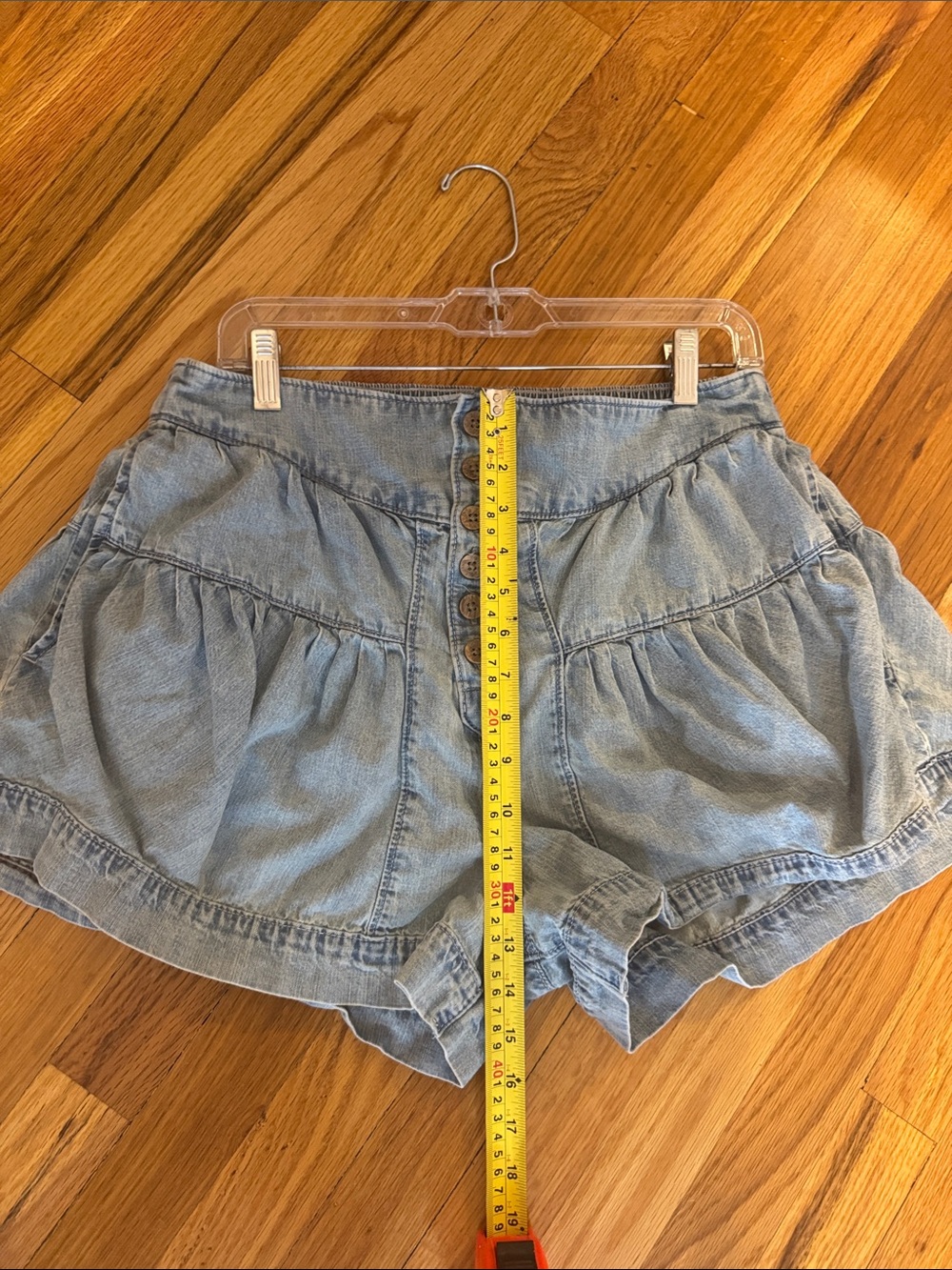 Free People Fleur Light Blue Ruffle Denim Shorts - Women - Picture 9 of 12
